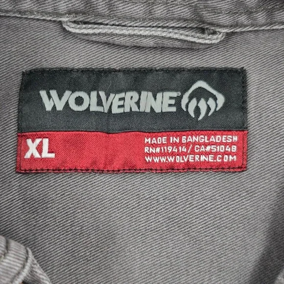 Wolverine Mens‎ Heavy Duty Button Down Work Shirt Gray Cotton Size XL Utility - Picture 4 of 10